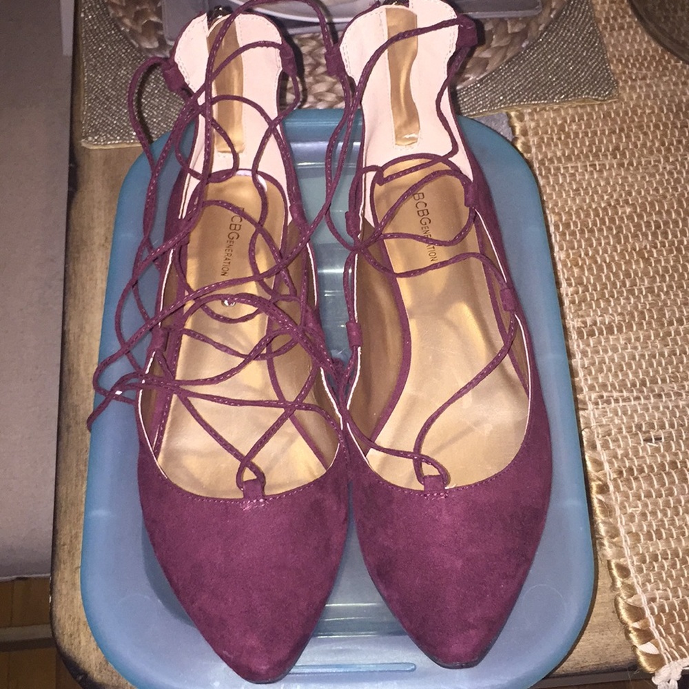 Bcbg Maroon Suede Flats